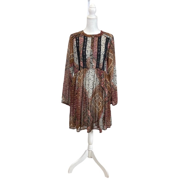 Scotch and Soda Long Sleeve Sheer Print Dress Size Medium‎ - Picture 1 of 7